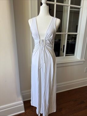 Susana Monaco White Sleeveless Maxi Dress with Front Tie Detail